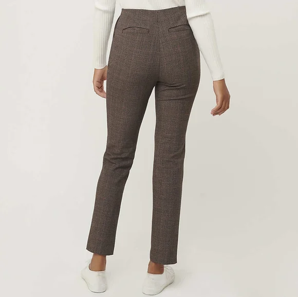 LOFT slim tailored high waist ankle length dress pants, 33, brown